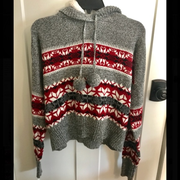 Yet Again Sweaters - Yet Again Gray Hooded Sweater size Large